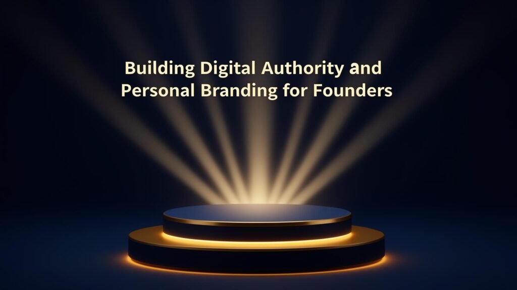 Founder building digital authority platform website dashboard analytics growth